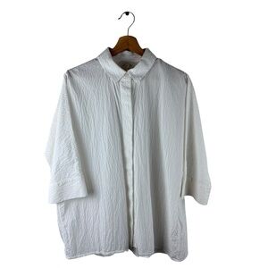 COS Button Down White Shirt Boxy Short Sleeve Shirt Women White Tailored